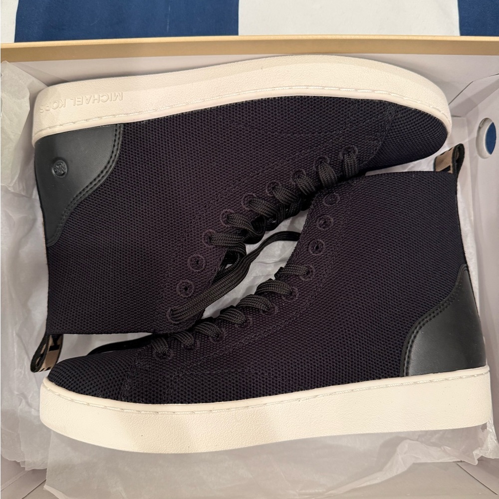 Michael Kors Black and White High-Top Mesh Sneakers NWB size 6.5 Women